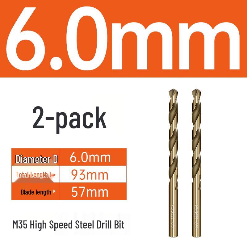 M35 Cobalt Twist Drill Bits Set for Stainless Steel, High Hardness, Straight Shank, Hand & Electric Drills