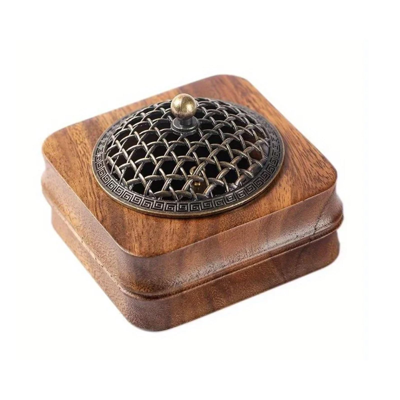 

Hyack Incense Burner, Wooden Buddhist Altar Accessories, Stylish Incense Holder with Lid and Non-flammable Sheet (Walnut Wood Incense Burner with