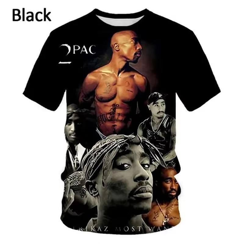 3D Print 2pac Summer Men T Shirt Men's Tshirts Rapper Star Tupac 3D Print Streetwear  Women Short Sleeve Casual Kid Tshirt