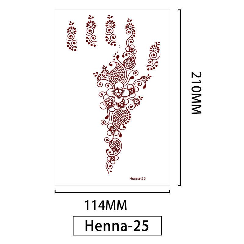 Lace Brown Waterproof Henna Flower Tattoo Stickers for Hands