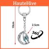 Tree Of Life Pattern Double-sided Rotating Moon Pendant Keychain Metal Key Ring Creative Small Gift Zinc Alloy