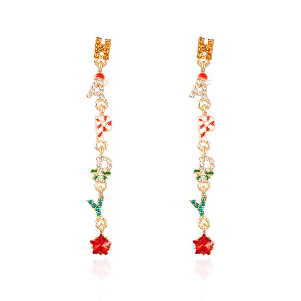 Christmas Earrings Female With Colorful Zirconia Sparkle For Holiday Celebrations