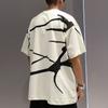 Fashion Youth Pattern Line National Trend Summer Versatile Men's Casual Short-sleeved T-shirt