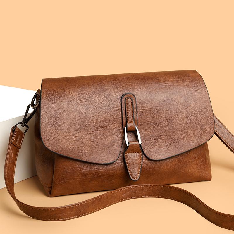 Genuine Brand Soft Pu Leather Shoulder Messenger Bag Women's Solid Color Crossbody Bag Purses and Handbags Ladies Sac A Main