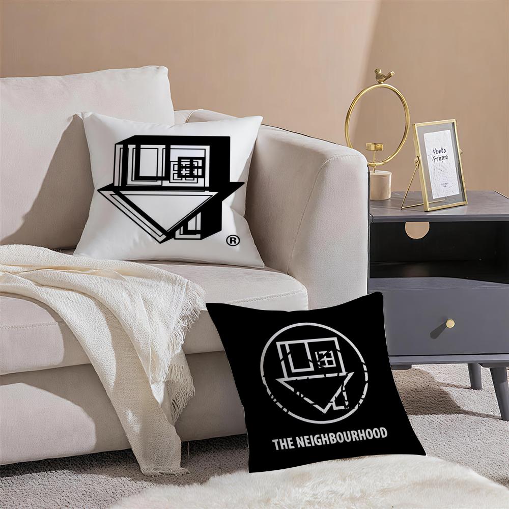 LOGO Design N-Neighborhood Cushion Cover Anti-dustmite Pillowcase Invisible Zipper Silky Short Plush Sofa Cushion Cover