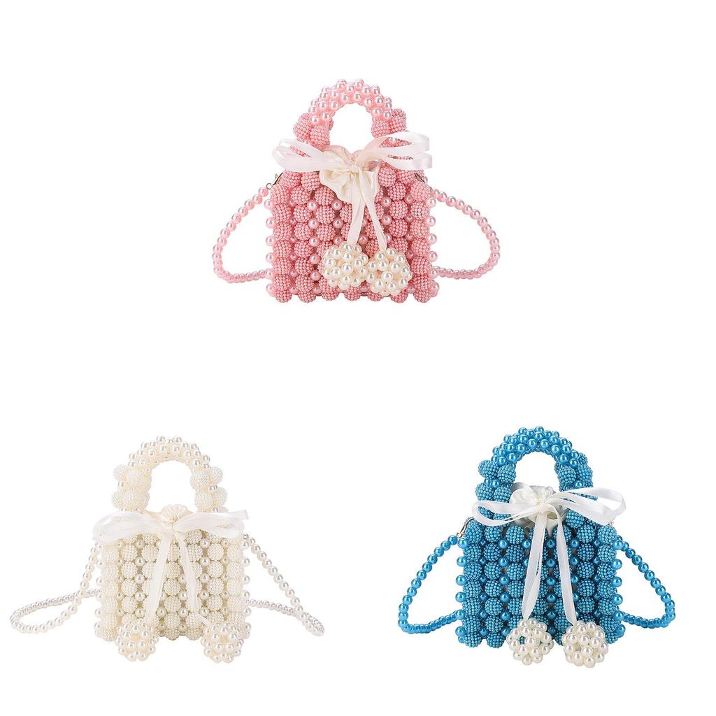 Acrylic Butterfly Knot Tote Bag With Pearl Weaving For Casual Daily Use
