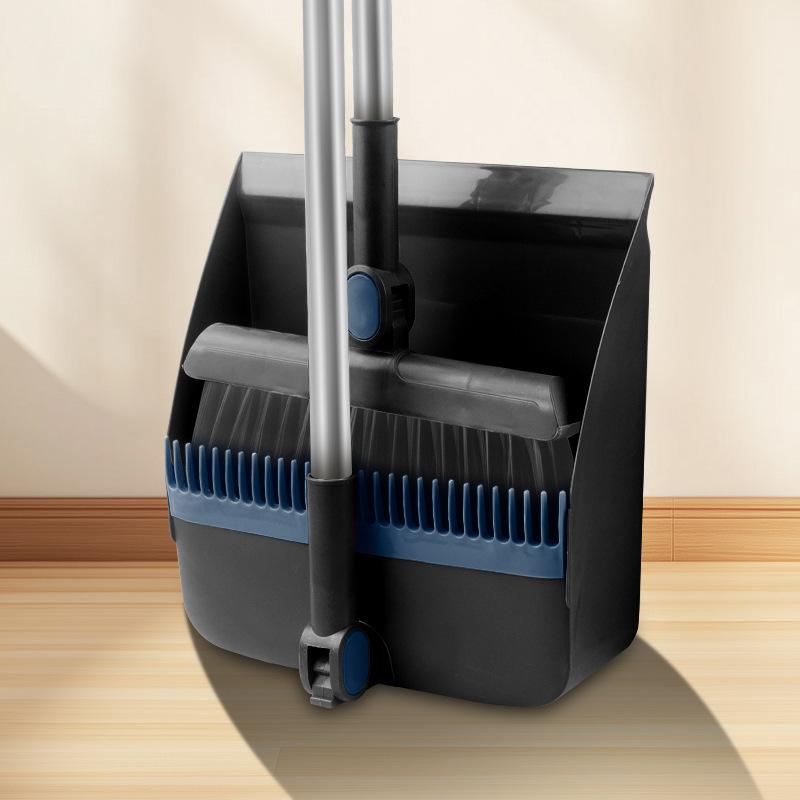 2-In-1 Rotatable Foldable Broom And Dustpan Cleaning Set With Thick Bristles For Household Pet Hair Removal Sweeping Set