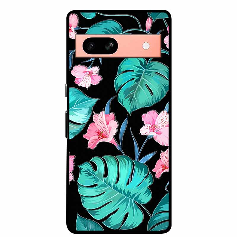 3D Flowers Case For Google Pixel 7a 5G Case Emboss Relief Floral Black Silicone Soft Back Covers For Google Pixel 7a Case Fundas