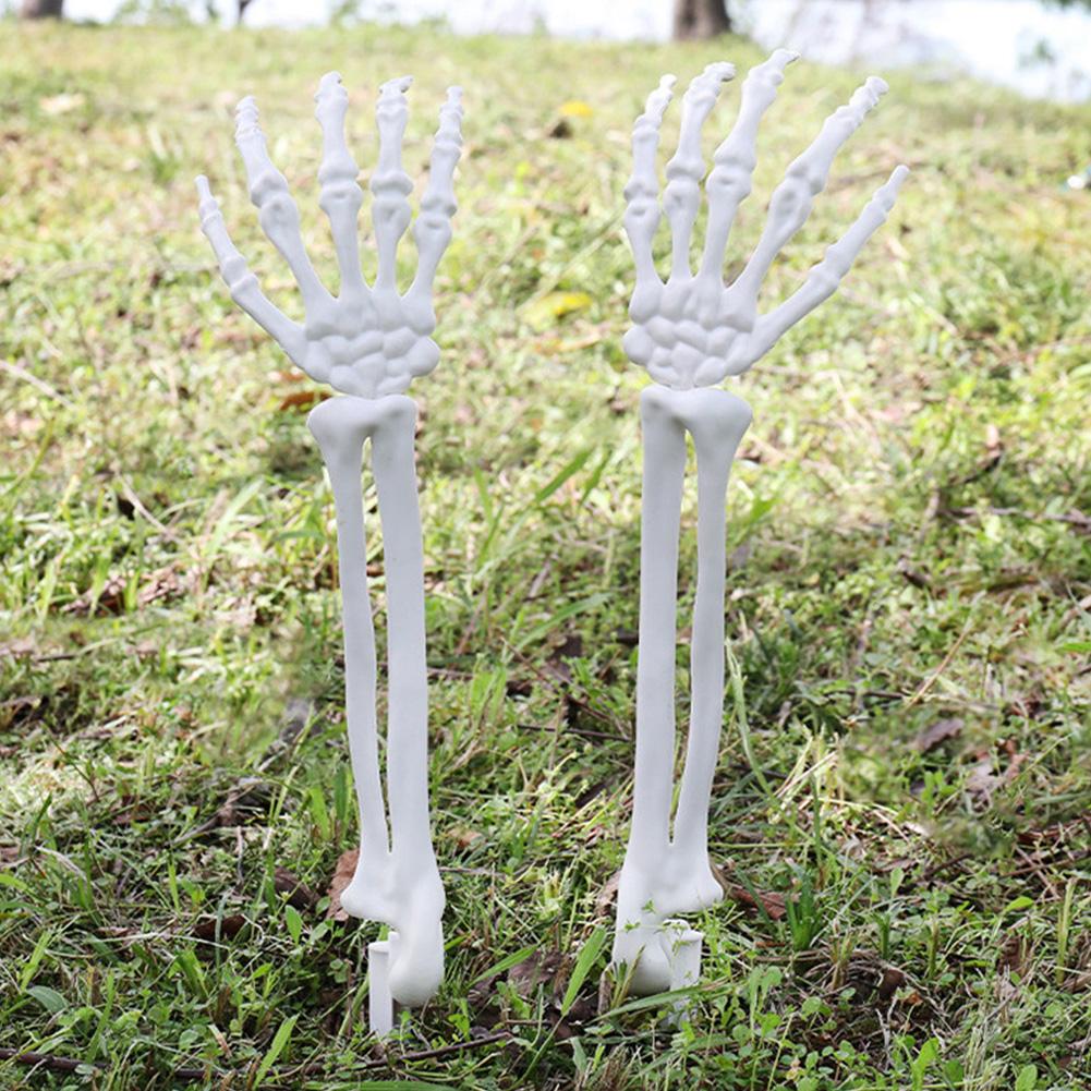 Halloween Realistic Skeleton Hand Ground Stake Light Up Foldable Reusable Halloween Bone Prop Cemetery Skeleton Hand Yard Decoration