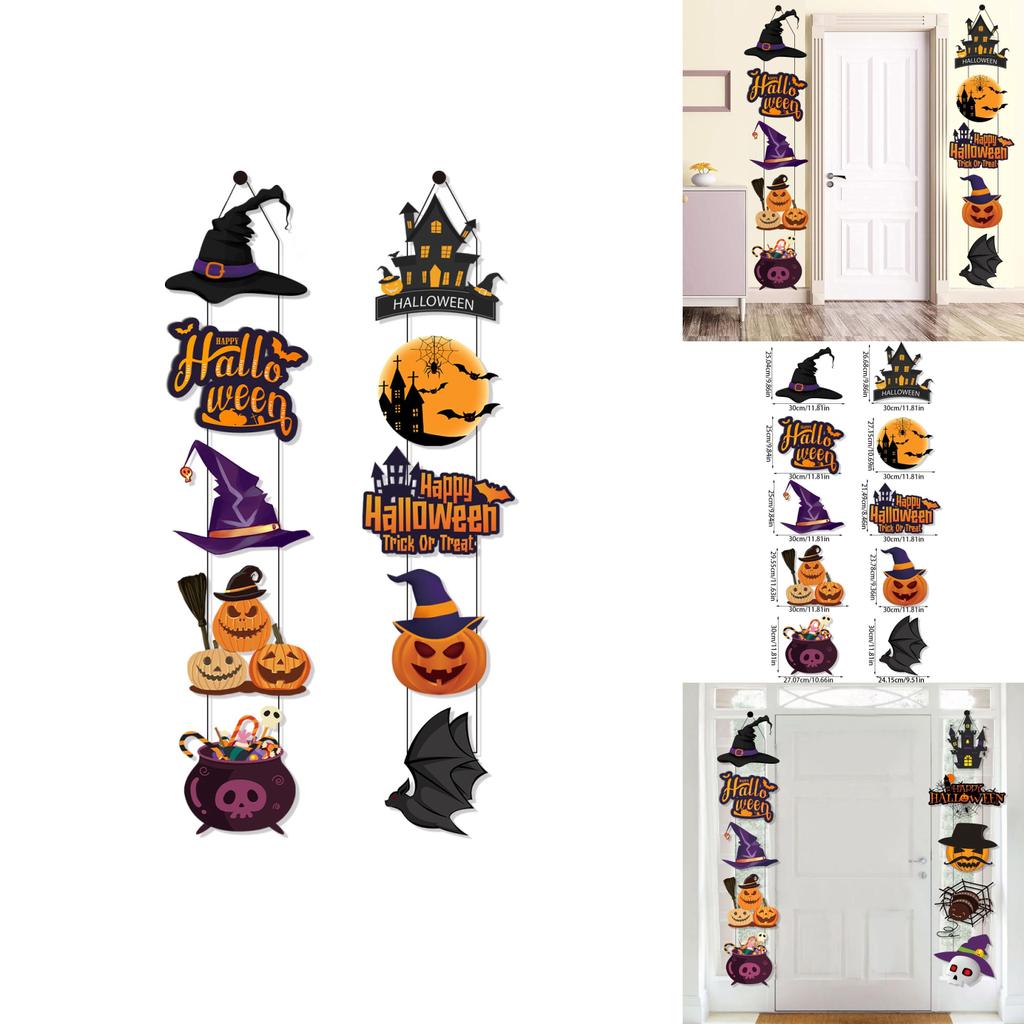 Spooky Halloween Door Decor With Paper Pumpkin And Bat Scene For Trickortreat Events