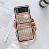 Luksus vintage vevd mønsterveske for Samsung Galaxy Z Flip 5 4 Z Flip 3 Square Pearl PU Brace Lanyard Cover for Samsung Galaxy Z Fold 5 3 Z fold 4