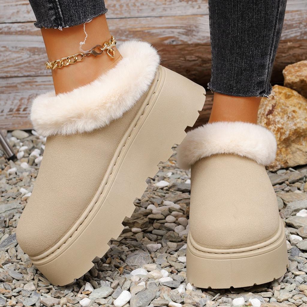 Thick-soled Heightened Snow Boots, Toe Slippers, Women's 2025 New Winter Plush Cotton Slippers
