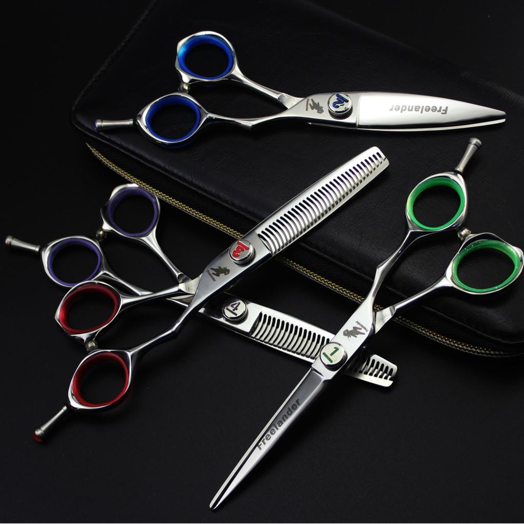 6.0 inch, Freelander high-end hair scissors, large sliding knife, fish bone scissors, bangs scissors, tooth scissors, thin