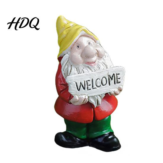 Weather Resistant Resin Figurine Mini Gnomes Figurine Welcome Gnome Garden Statue Small Fade Lawn Decor Dwarf Ornament for Fairy Garden Flower Pot,