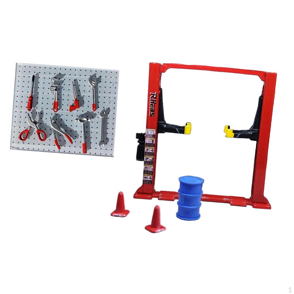 1/64 Diorama Garage Accessories Miniature Display Scene Model Oil Drum Simulation Car Lift Auto Shop