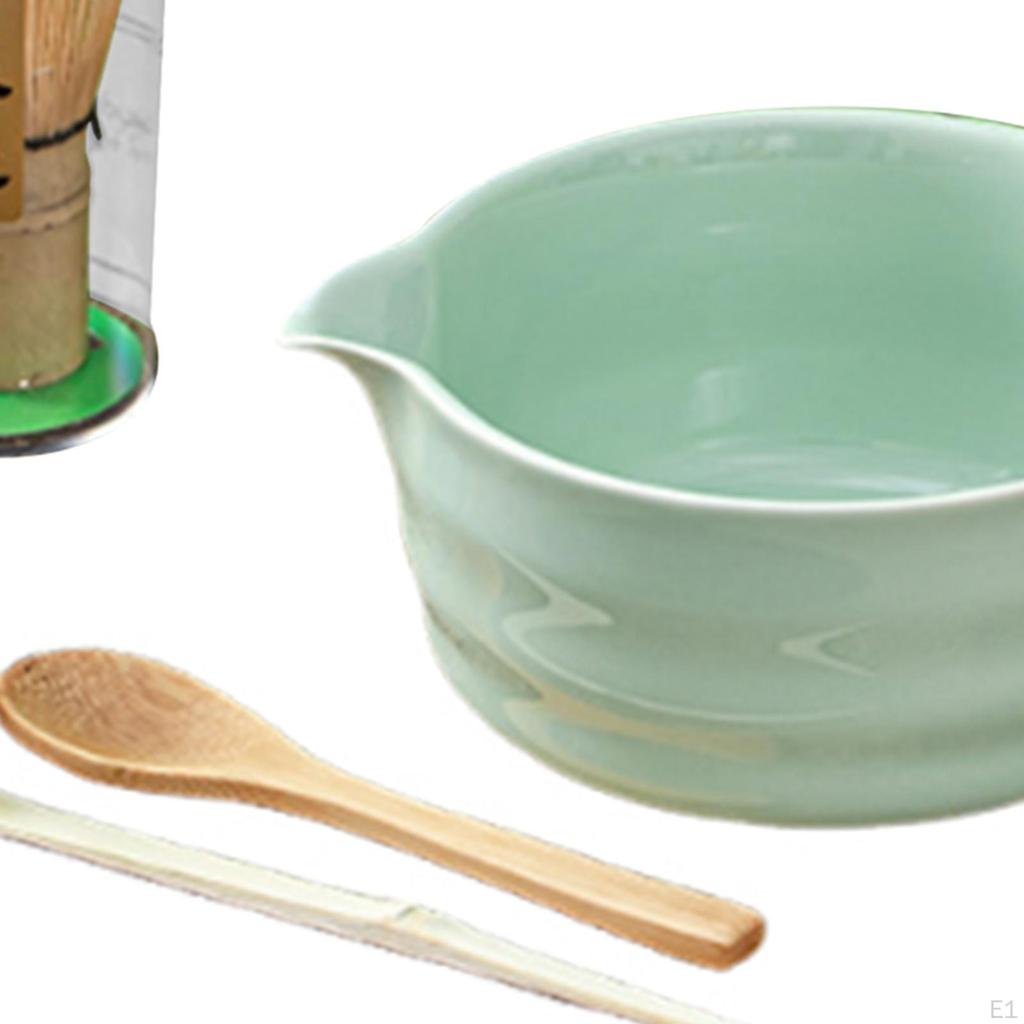 5 Pieces Matcha Whisk Set Bowl with Spout Handmade Tea Ceremony Traditional Gift for