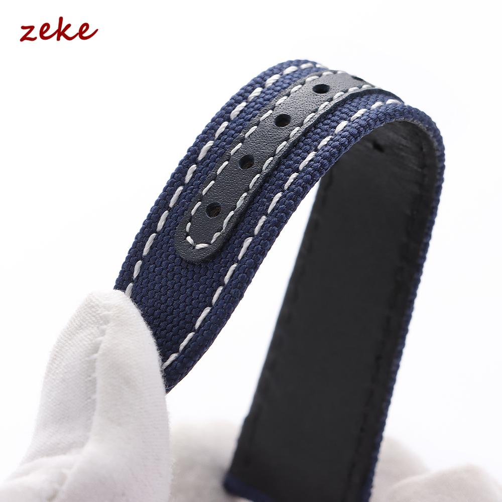 Sailcloth Watch Strap 20mm 22mm for Omega for Seiko Nylon Leather Stitching Bands Quick Release Bracelet Smartwatch Wristband