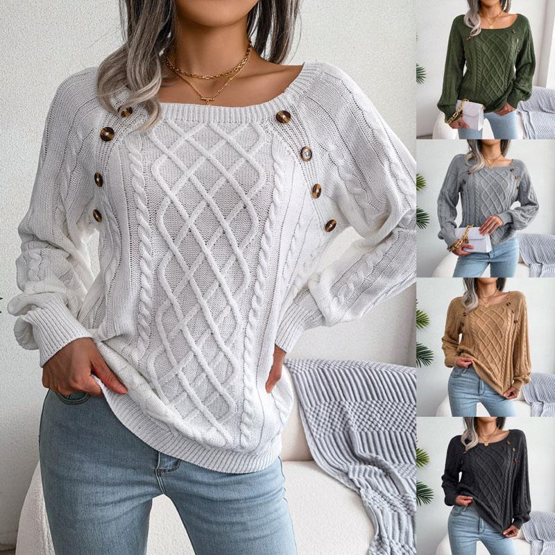 

Women s Long-sleeved Pullover Solid Color Knitted Sweater Warm Top S білий