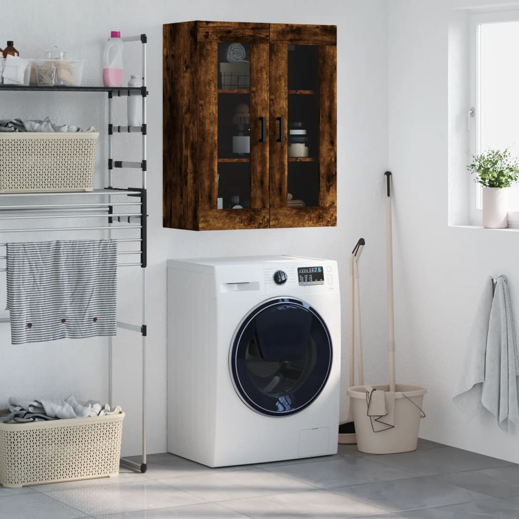 Wall Mounted Cabinet in Smoked Oak Finish 69.5 x 34 x 90 cm