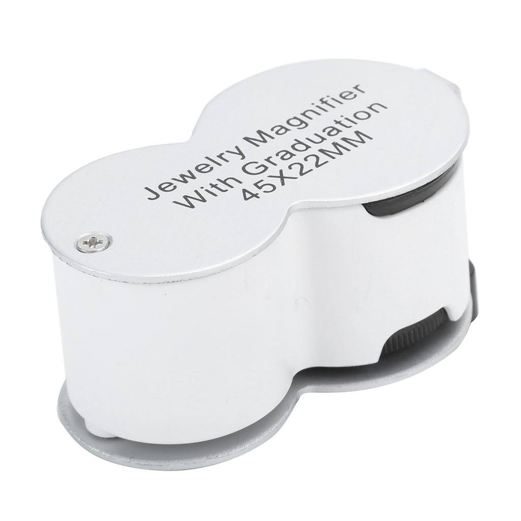 45X Jewelry Magnifying Glass Portable LED UV Light Magnifier with Scale for Currency Detection