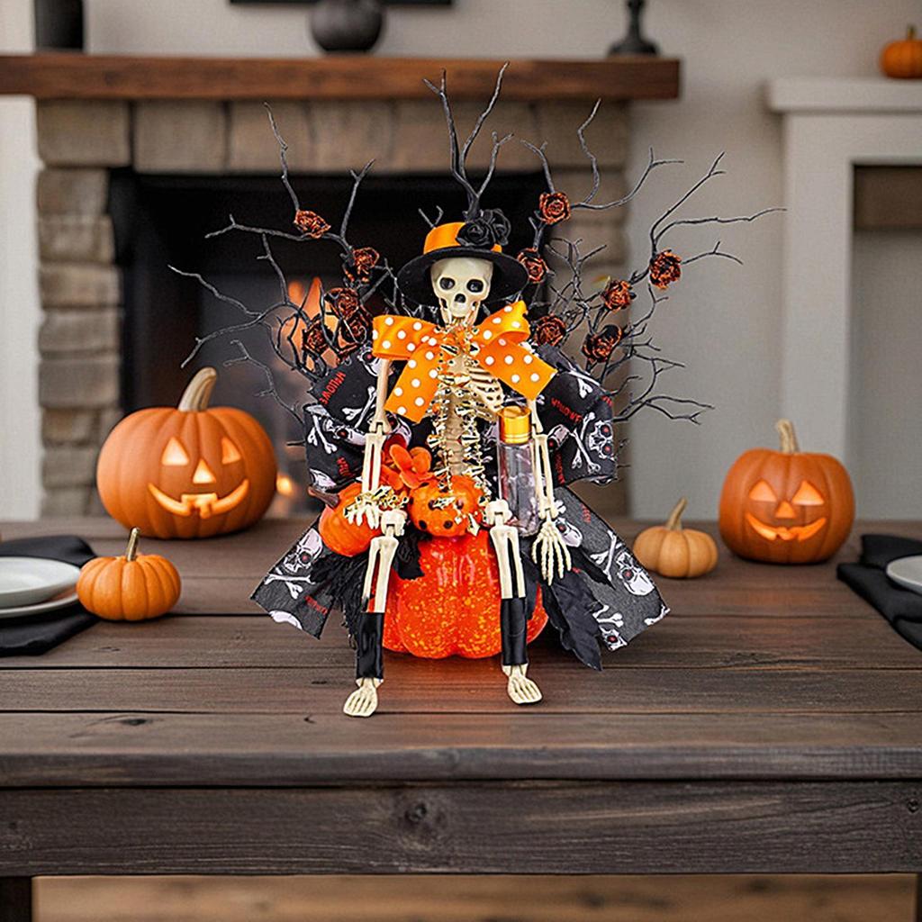 Halloween Skelett Skelett Kürbis Statue Halloween Horror Dekoration Realistischer Schädel Fenster Ornament Für Einzelhandel Veranda Ausstellung