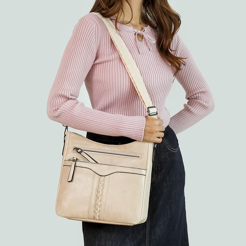 Crossbody Bag Vintage PU Women's Bag Shoulder Bag Commuter Large Capacity Shoulder Bag