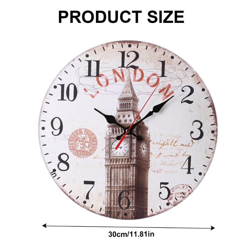 Vintages European Styles Round Wall Clock Silents Movement Home Decoration