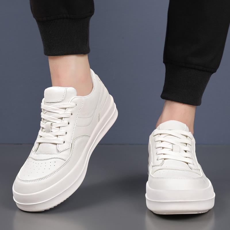 RO men's shoes first layer cowhide men's casual shoes leather breathable white shoes fashion versatile men's board shoes tide