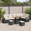 9-piece Garden Sofa Set with Black Cushions Poly Rattan Acacia 3363845