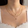 3 Fashionable and Simple Round Buckle Zircon Pendant Chains with Multi-layer Stacking Design for Women's Necklaces