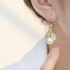 Korean Pearl & Rhinestone Leaf Earrings: Luxury Versatile Ear Hooks for Women
