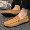 British Style Men Casual Leather Soft Bottom Shoes Flat Designer Minimalist Loafers Outdoor Lightweight Slip On Driving Shoes