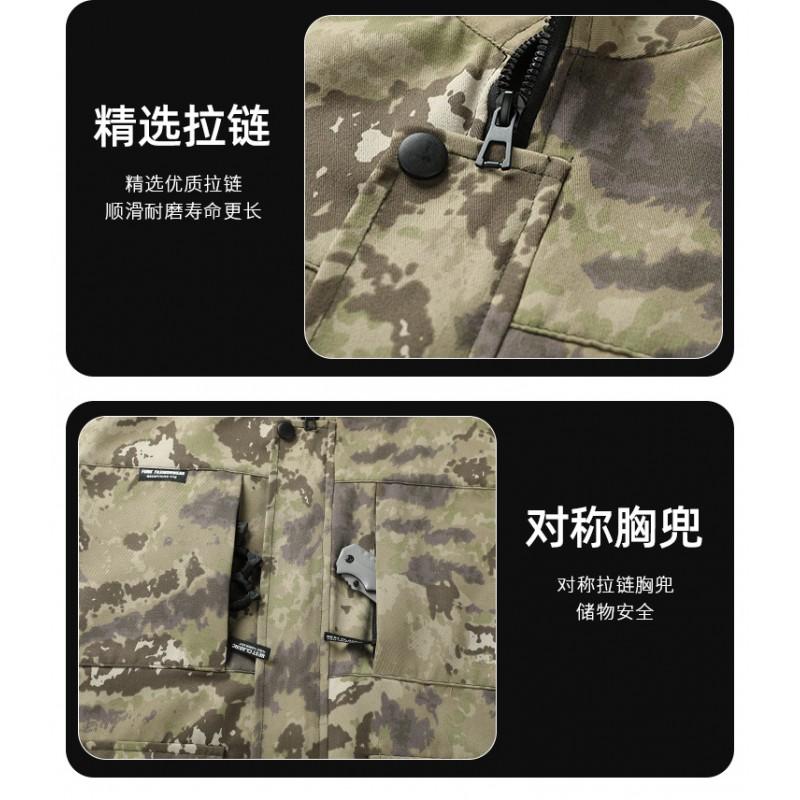 Mens Camouflage Workwear Set Tactical Outdoor Uniform Breathable Durable Hiking Camping Utility Jacket Pants