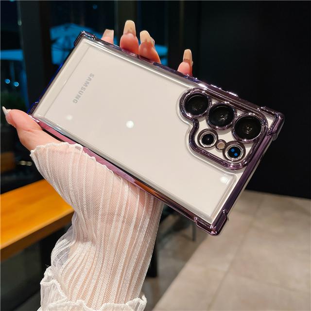 For Samsung Galaxy S25 Ultra Luxury Transparent Plating Frame Phone Case For Samsung S22 S23 S24 Plus A15 A55 Protective Cover