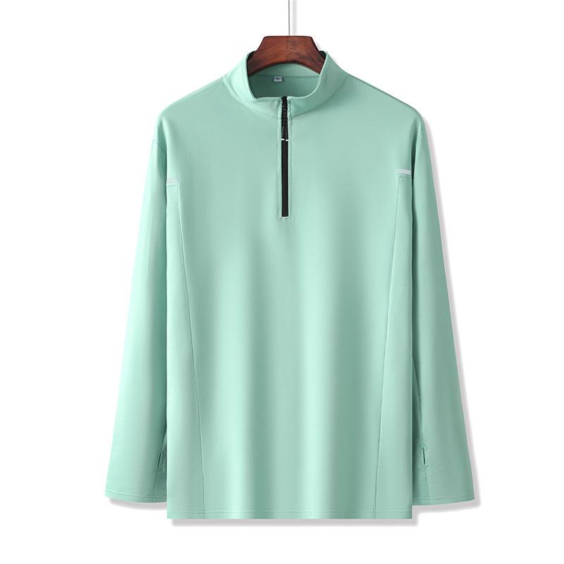 Men s Quick-Dry Breathable Fitness Long-Sleeve Half-Zip Running Top L светло-зеленый