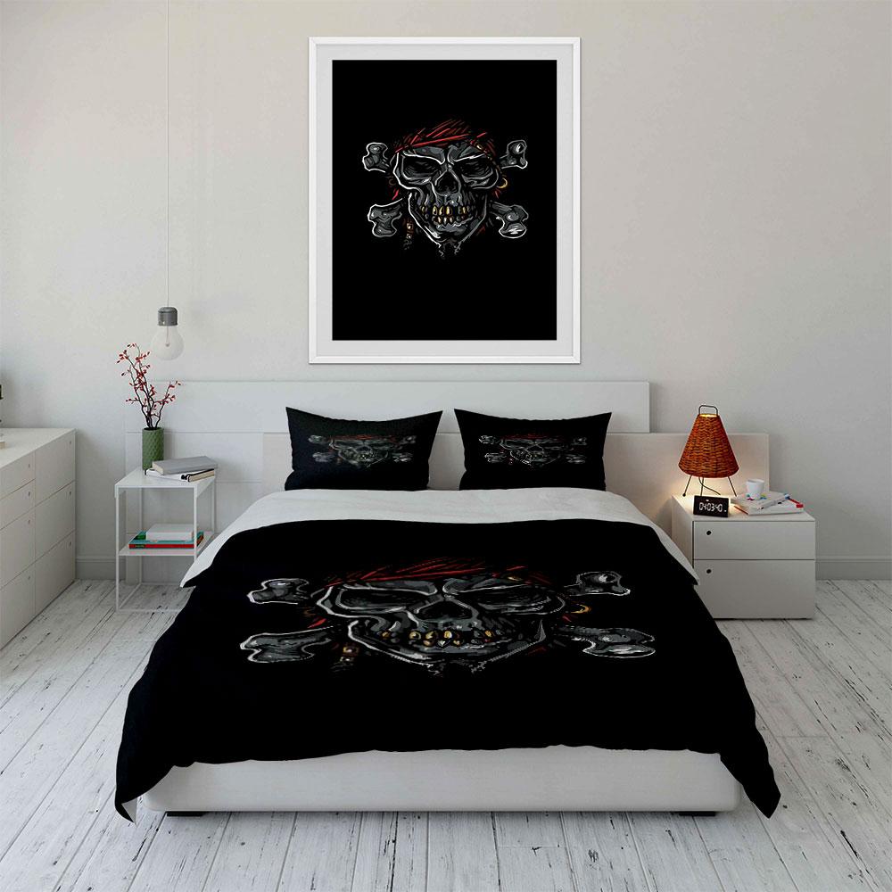 Skull with crossed bones. Bedding sets Duvet cover sets Duvet covers Pillowcases(1 * Duvet Cover 2 * Pillowcases without duvet insert)