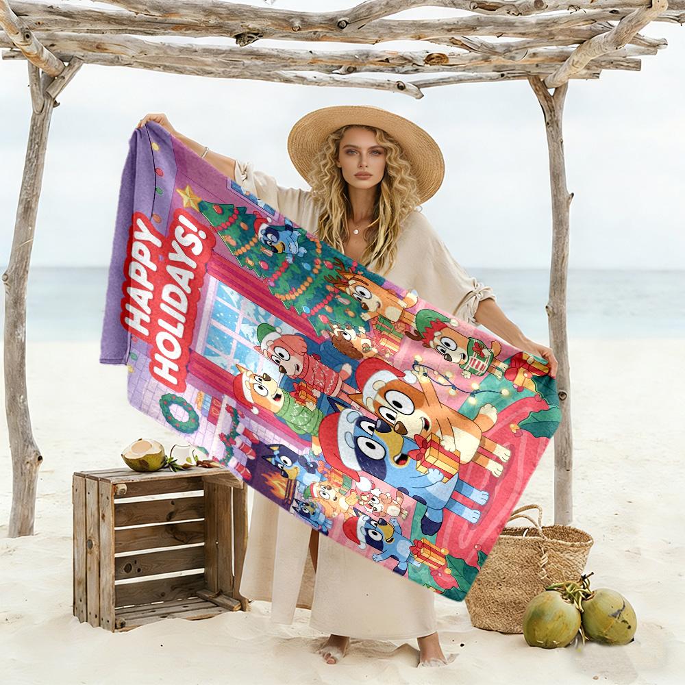 Bluey Friends Adventure Beach Towel High Absorbency & Quick-Dry Comfortable Lightweight