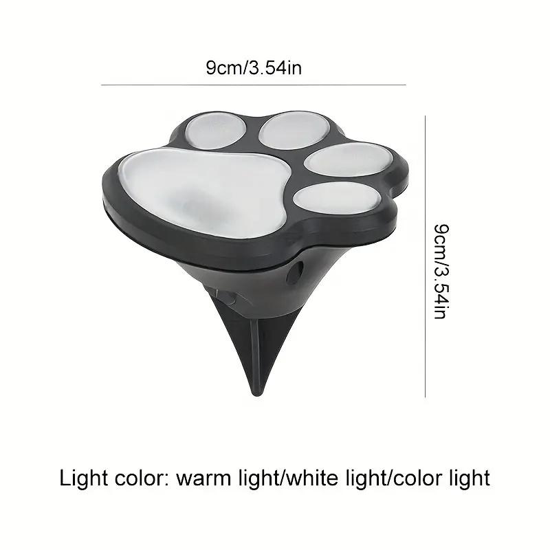 2/4 Stück Vier LED Hunde Pfotenabdruck Solarleuchten, Katze, Welpe Tier Gartenleuchten Pfotenleuchten für Gehweg, Rasen, Hof, Außendekoration