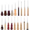 For Complete Awl Set Size Wooden Handle Metal Tip Leather Stitching Awls Home Sewing Leather Making Hole Punching Supplies Tool