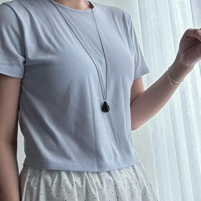 925 Simple Onyx Long Necklace