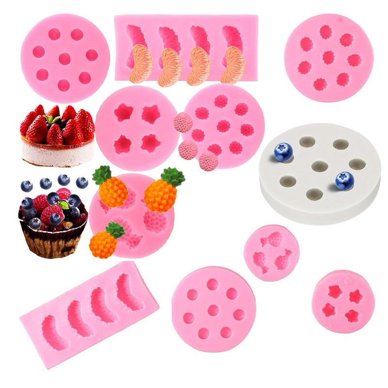 Silicone Fruit Molds Set for Cake Decorating 3D Strawberry Pineapple Raspberry Chocolate Molds Candy Jelly Gummies Soap Mold