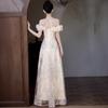 Neck banquet evening dress skirt female champagne temperament high-end niche light luxury annual meeting host birthday coming-of-age ceremony