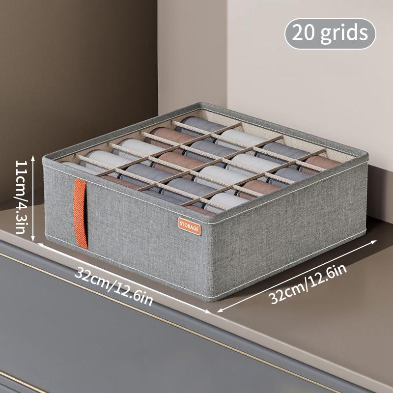7/16/24 Grid Underwear Storage Box Cotton Linen Clothing Bra Cabinet Drawer Sock Storage Box Wardrobe Clothes Divider