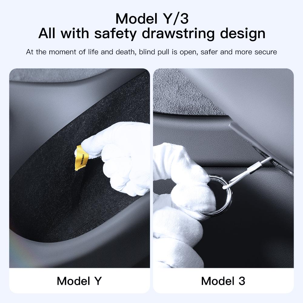 YZ För Tesla Model 3 Highland Model Y 2019-2025 Bakdörr Nödrep Förlängd Manuell Dörröppning Nödsäkerhet