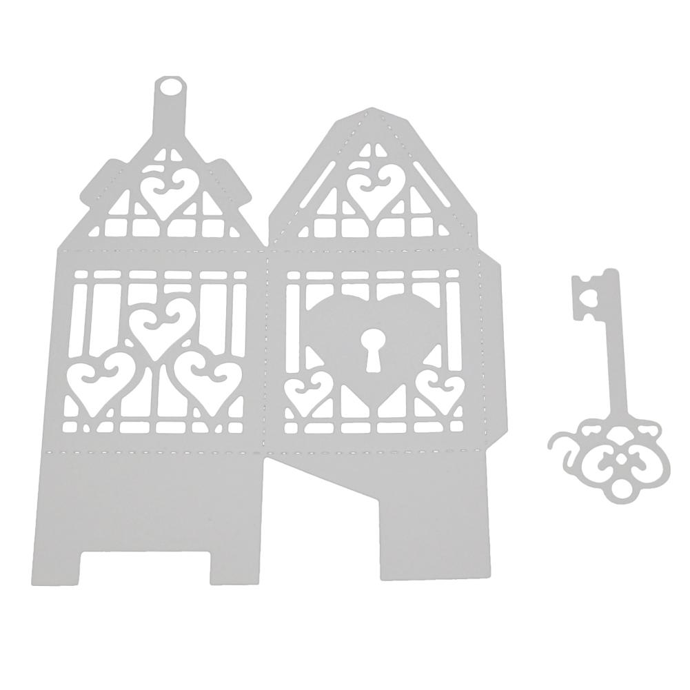 Lantern Shaped Box Frame Metal Silvery Stencil Embossing Cutting Dies For Diy Scrapbooking Paper Album Cards Making