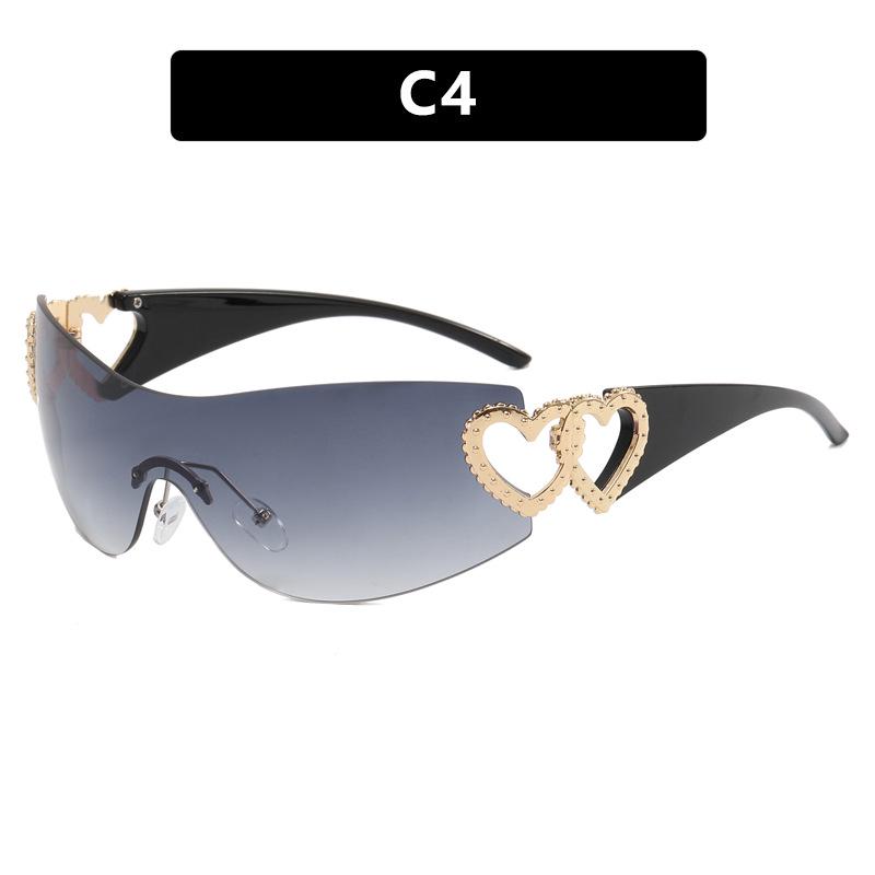 Love Heart One-Piece Sunglasses 2023 - Trendy Y2K European & American Style INS Celebrity Sunglasses