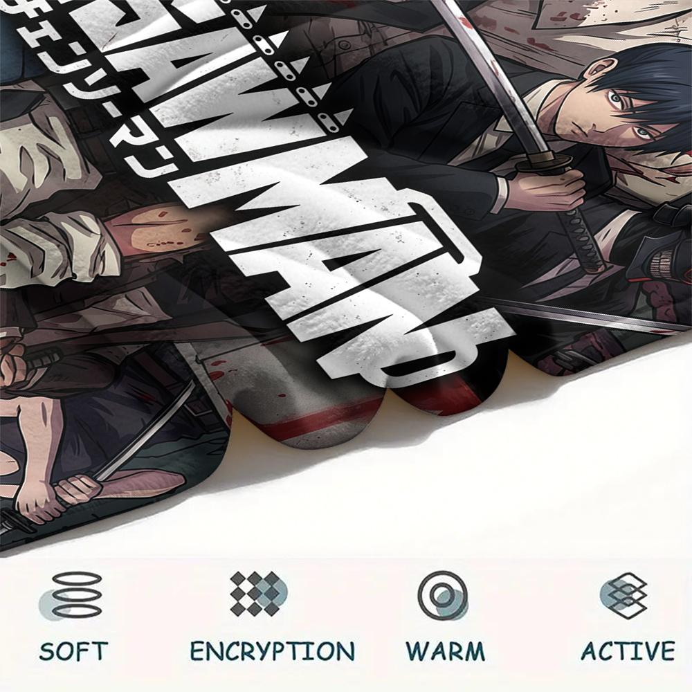 Chainsaw Man characterPrint Flannel Blanket, High quality Comfortable for All Seasons, Home Decor, Warmth and Comfort
