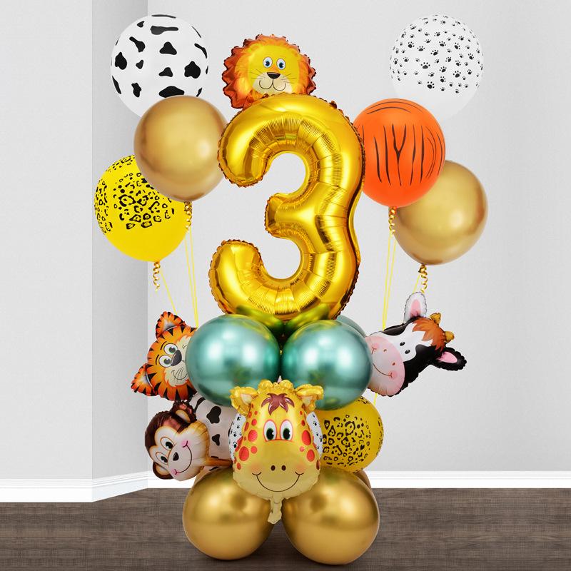 Forest Animal Party Set Balloon Digital Combination Aluminum Mold Balloon Column Birthday Decoration
