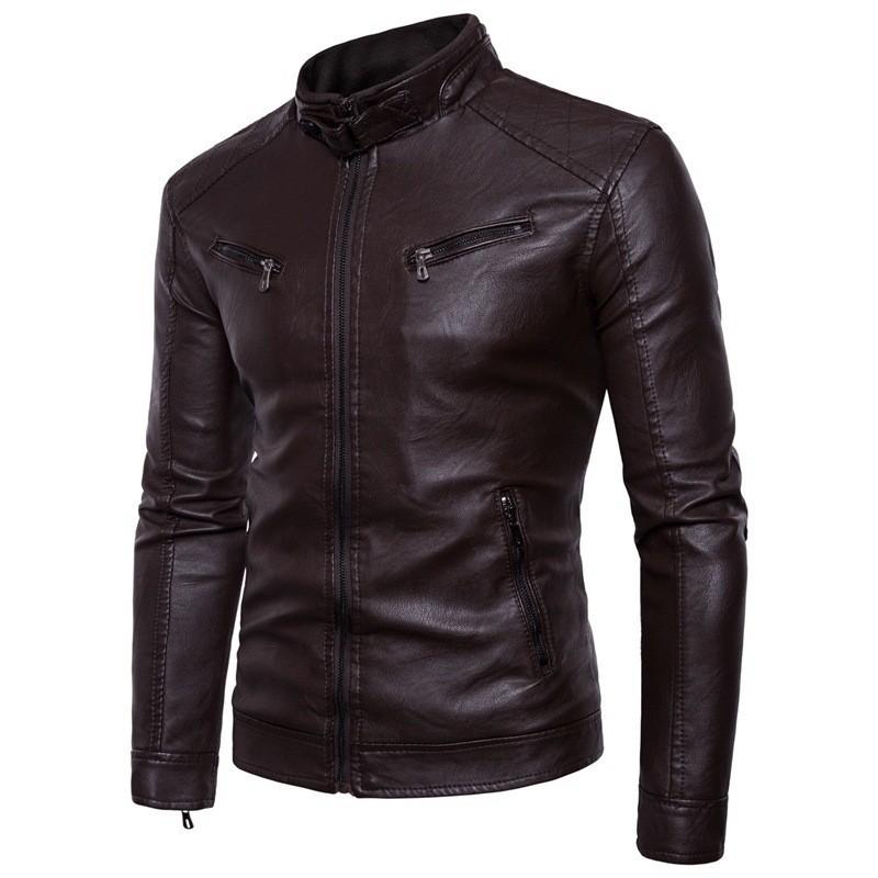 

Повседневная куртка из искусственной кожи для мужчин, весна-осень, пальто для мотоциклистов, байкеров, приталенная верхняя одежда для мужчин, черная, синяя, размер XS-3XL M