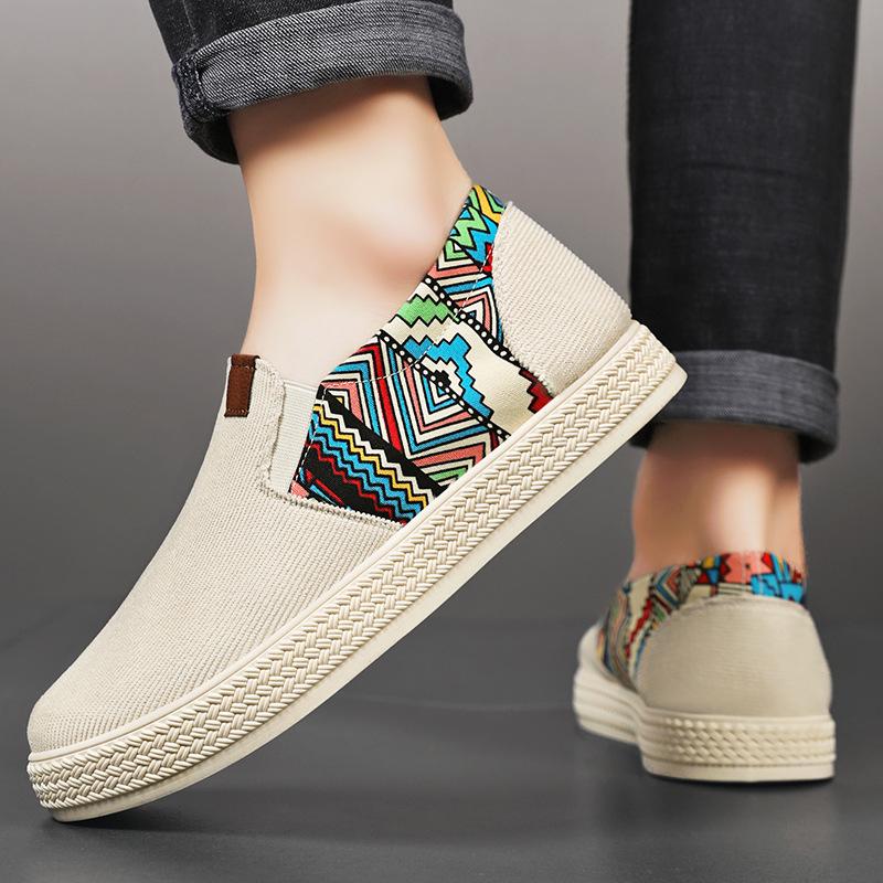 Shoes Men's Casual Shoes Versatile Men's Shoes Soft Sole Old Beijing Cloth Shoes Breathable Canvas Shoes One Pedal Ethnic Style Single Shoes
